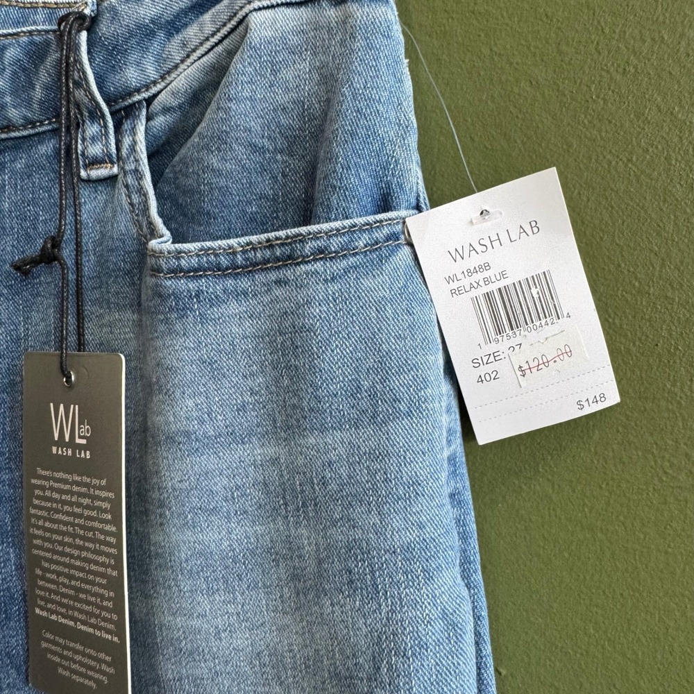 NWT Wash Lab Poppy Relaxed Straight Leg Denim‎ Jeans Size 27 Medium/Light Wash - Picture 2 of 11